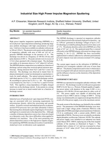 Industrial Size High Power Impulse Magnetron Sputtering