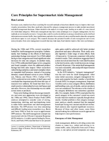 Core Principles for Supermarket Aisle Management