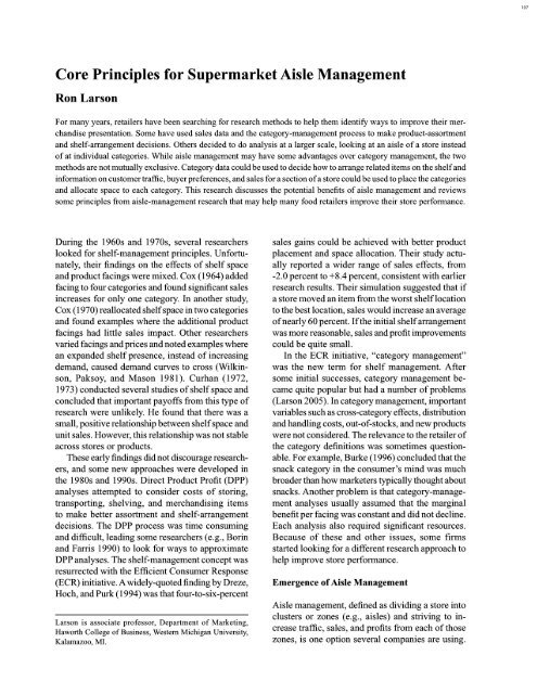 Core Principles for Supermarket Aisle Management
