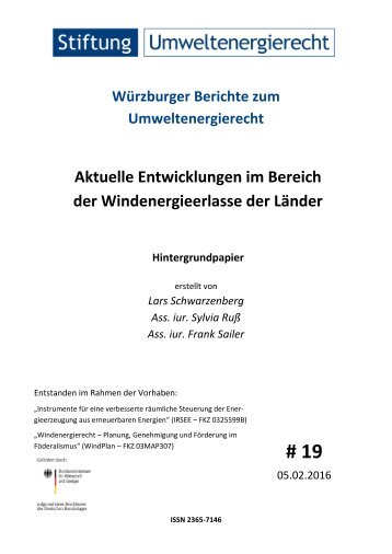 Aktuelle Entwicklungen im Bereich der Windenergieerlasse der Länder