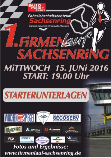 Startheft Firmenlauf Sachsenring 2016