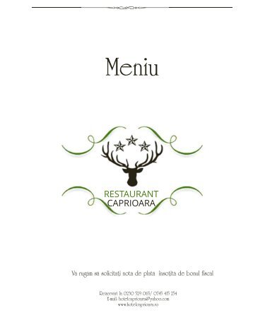 meniu restaurant caprioara