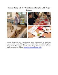 Summer Design Lab - A 3-Week Summer Camp for Art & Design Students