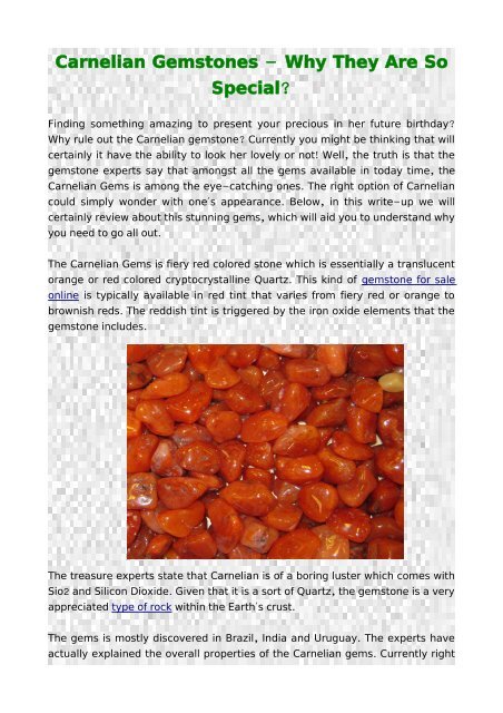 Carnelian Gemstones - Why They Are So Special