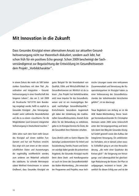 Gesundes Kinzigtal Jahresbericht 2015 – Innovationen für eine gesunde Zukunft