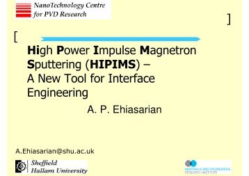 [ High Power Impulse Magnetron Sputtering (HIPIMS) – A New Tool ...
