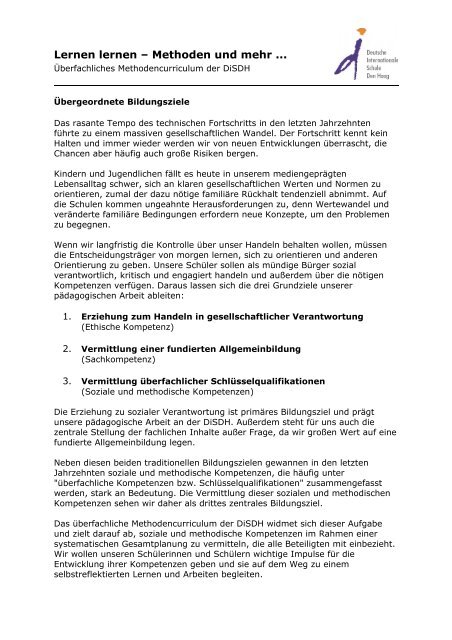 Methodencurriculum der DiSDH