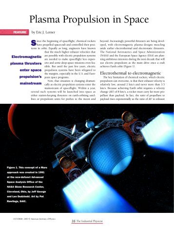 Plasma Propulsion in Space - American Institute of Physics