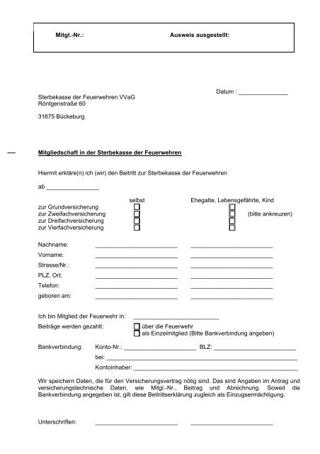 Beratungsprotokoll - Sterbekasse der Feuerwehren