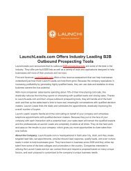 LaunchLeads.com Offers Industry Leading B2B Outbound Prospecting Tools