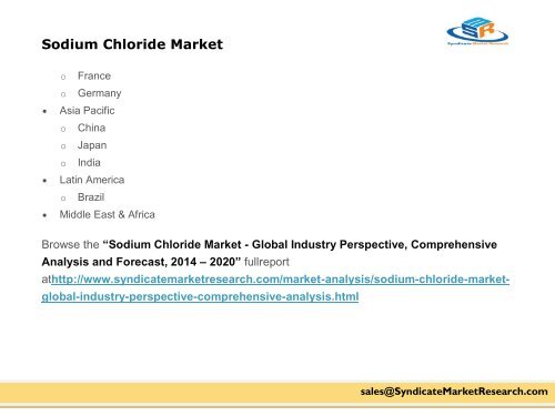 Sodium Chloride Market