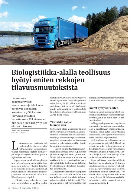 Kuljetus & Logistiikka 3 / 2016