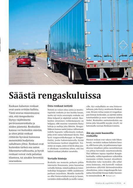 Kuljetus & Logistiikka 3 / 2016