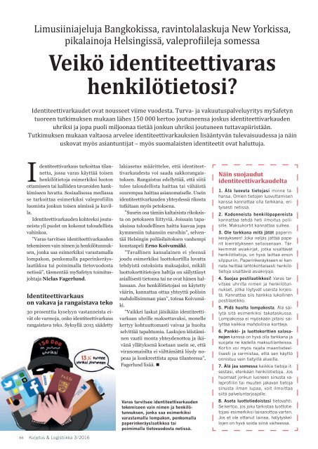 Kuljetus & Logistiikka 3 / 2016