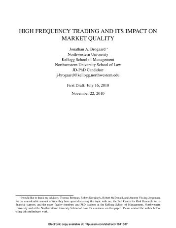 High frequency trading - Financial Services Authority