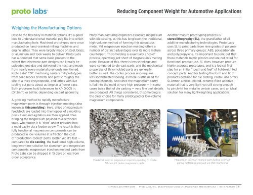 Reducing Component Weight for Automotive Applications