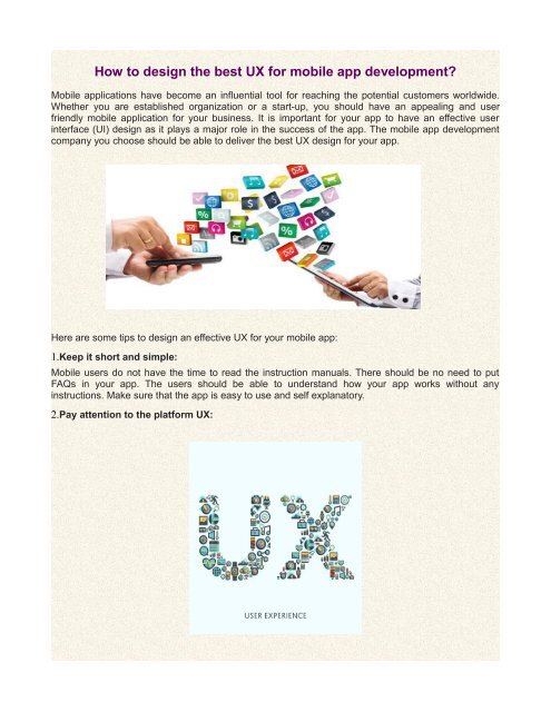 How to design the best UX for mobile app development
