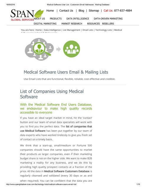 Get Highly Targeted List of Medical Software using Companies from Span Global Services