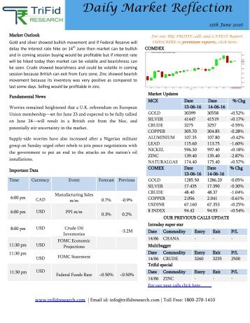 Welcome to Trifid Research Commodity Tips