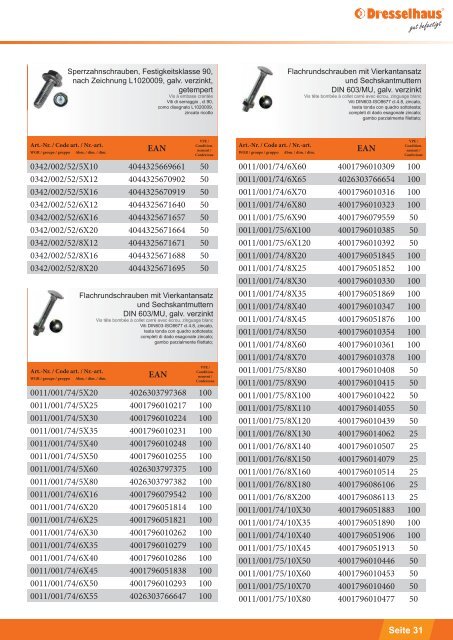 Dresselhaus | Universalprogramm Automotiv | Programme universel Automotiv | Programma universale Automotiv