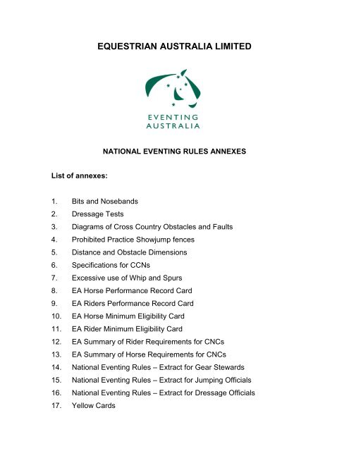 Annexes Equestrian Australia