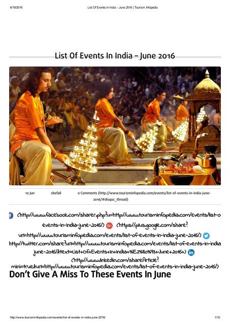 List Of Events In India – June 2016 _ Tourism Infopedia