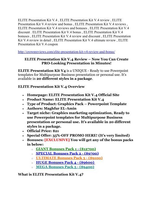 ELITE Presentation Kit V.4 review - ELITE Presentation Kit V.4 (MEGA) $23,800 bonuses