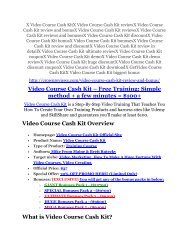 Video Course Cash Kit review and Exclusive $26,400 Bonus