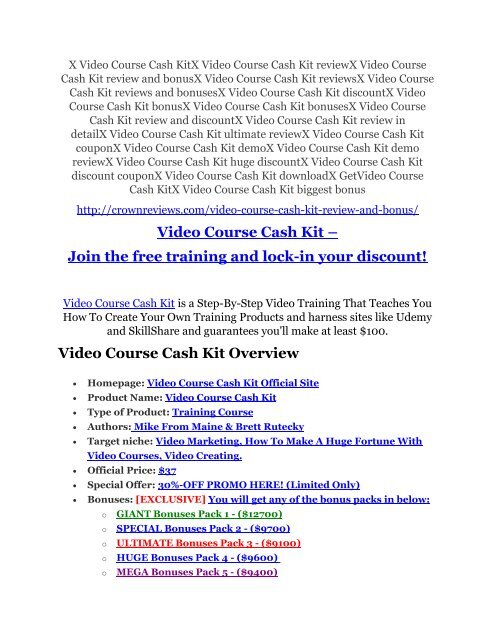 2Video Course Cash Kit review - A top notch weapon