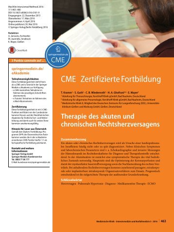 Therapie des akuten und chronischen Rechtsherzversagen