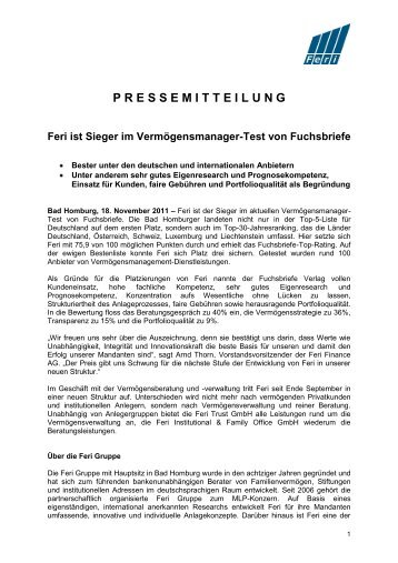 PRESSEMITTEILUNG Feri ist Sieger im ... - Feri Trust GmbH