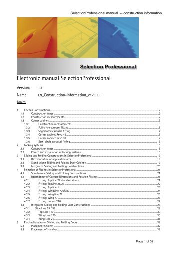 3 Sliding and Folding Constructions in SelectionProfessional - Hettich