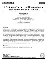 Customs of the Ancient Macedonians in Macedonian National Tradition.