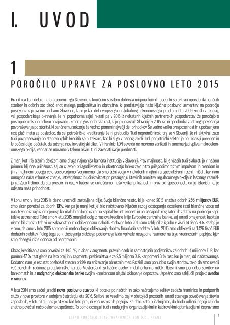 Letno poročilo Hranilnice LON za poslovno leto 2015