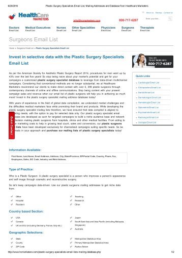Email Address of Plastic Surgeons