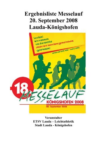Ergebnisliste Messelauf 20. September 2008 Lauda-Königshofen