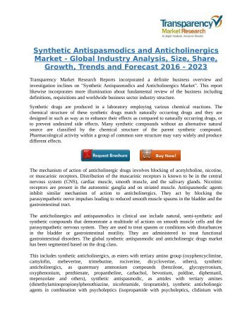 Synthetic Antispasmodics and Anticholinergics Market