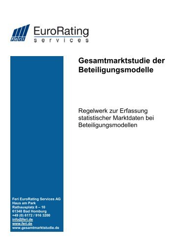 Gesamtmarktstudie der Beteiligungsmodelle - Feri Trust GmbH