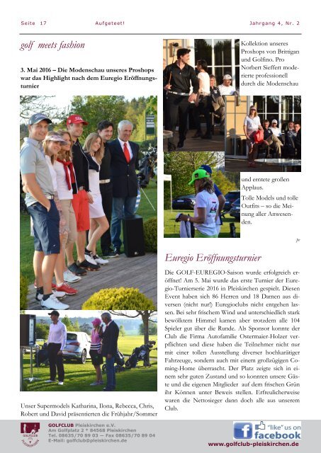 'aufgeteet!' - online Clubmagazin Golfclub Pleiskirchen e.V.