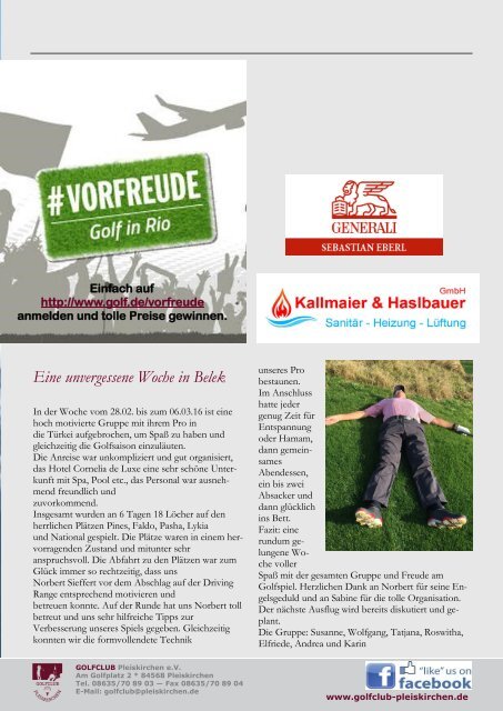 'aufgeteet!' - online Clubmagazin Golfclub Pleiskirchen e.V.