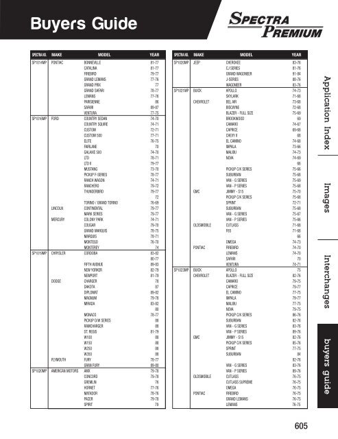 Spectra Premium - Produits du système d’alimentation d’essence