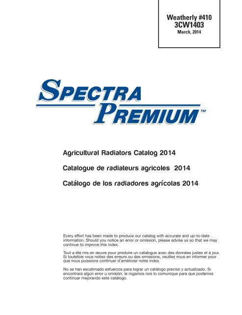 Spectra Premium - Radiateurs Agricoles