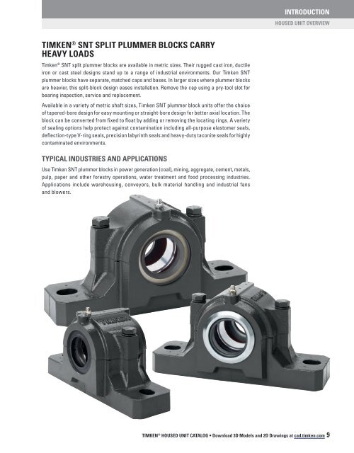 Timken - Spherical Roller Bearing Solid-Block Housed Units