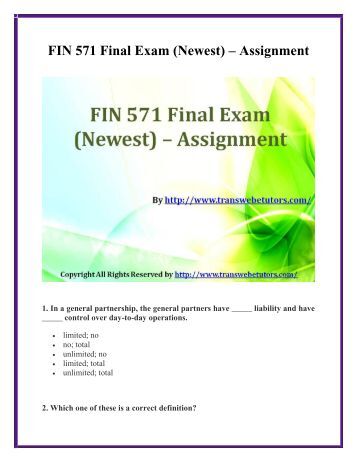 fin 571 week 1 assignment Click the button below to add the fin 571 week 6 assignment signature assignment- short-term funding presentation to your wish list. fin 571 week 1 assignment Click the button below to add the fin 571 week 6 assignment signature assignment- short-term funding presentation to your wish list.
