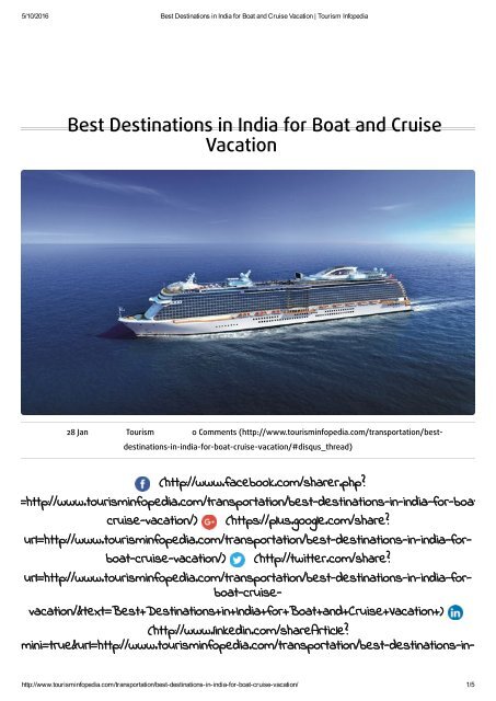 Best Destinations in India for Boat and Cruise Vacation _ Tourism Infopedia