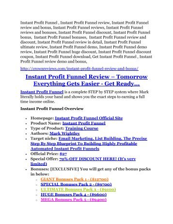 Instant Profit Funnel TRUTH review and EXCLUSIVE $25000 BONUS 