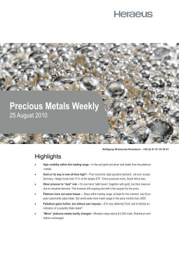 Precious Metals Weekly - Heraeus