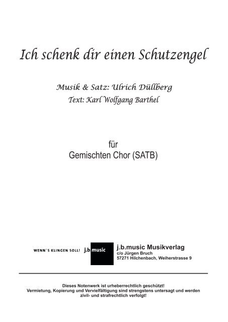 Ich schenk dir einen Schutzengel (Gemischter Chor SATB)