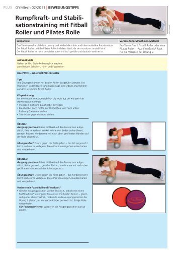 Rumpfkraft- u. Stabilisationstraining mit Fitballroller u. Pilatesrolle