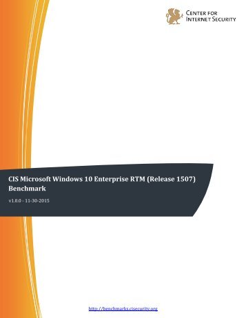 CIS Microsoft Windows 10 Enterprise RTM (Release 1507) Benchmark